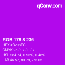 Color code: RGB 178 8 236 | qconv.com