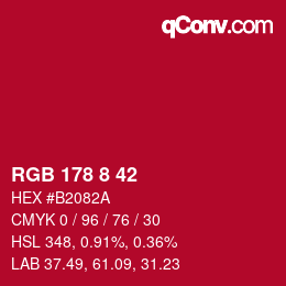 Color code: RGB 178 8 42 | qconv.com