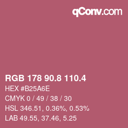 カラーコード: RGB 178 90.8 110.4 | qconv.com