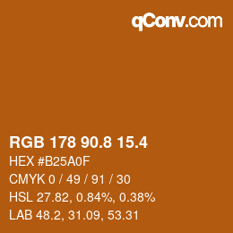 カラーコード: RGB 178 90.8 15.4 | qconv.com