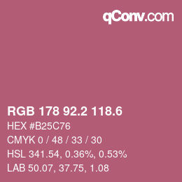 カラーコード: RGB 178 92.2 118.6 | qconv.com