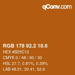 カラーコード: RGB 178 92.2 18.6 | qconv.com