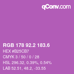 カラーコード: RGB 178 92.2 183.6 | qconv.com
