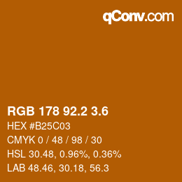 カラーコード: RGB 178 92.2 3.6 | qconv.com