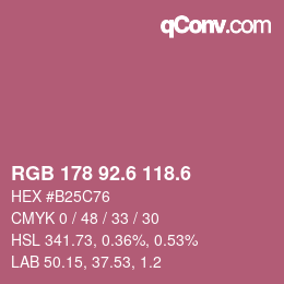 カラーコード: RGB 178 92.6 118.6 | qconv.com