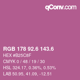 カラーコード: RGB 178 92.6 143.6 | qconv.com