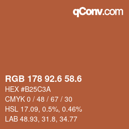 カラーコード: RGB 178 92.6 58.6 | qconv.com