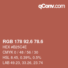 カラーコード: RGB 178 92.6 78.6 | qconv.com