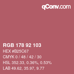 カラーコード: RGB 178 92 103 | qconv.com