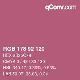 カラーコード: RGB 178 92 120 | qconv.com