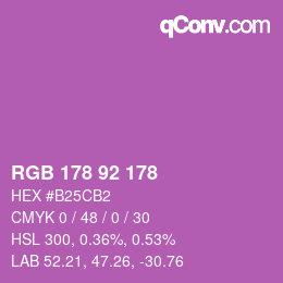 颜色代码: RGB 178 92 178 | qconv.com