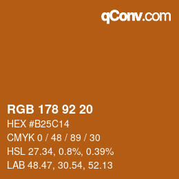 カラーコード: RGB 178 92 20 | qconv.com