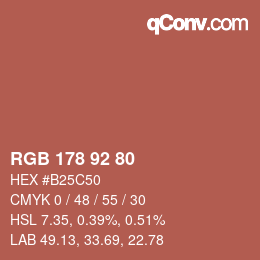 カラーコード: RGB 178 92 80 | qconv.com