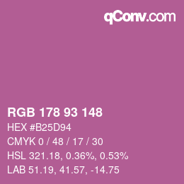 颜色代码: RGB 178 93 148 | qconv.com