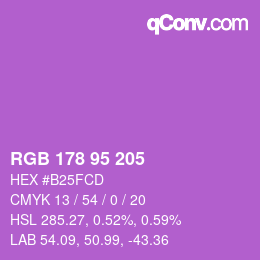 Farbcode: RGB 178 95 205 | qconv.com