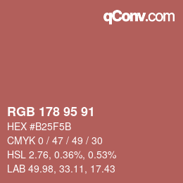 Color code: RGB 178 95 91 | qconv.com