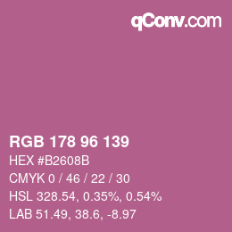 Color code: RGB 178 96 139 | qconv.com