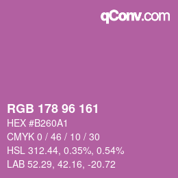 Color code: RGB 178 96 161 | qconv.com