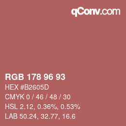 Color code: RGB 178 96 93 | qconv.com