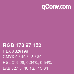 カラーコード: RGB 178 97 152 | qconv.com