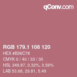 カラーコード: RGB 179.1 108 120 | qconv.com