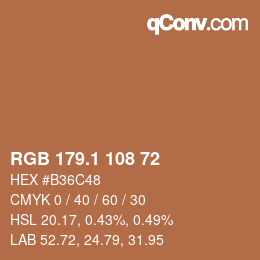 カラーコード: RGB 179.1 108 72 | qconv.com