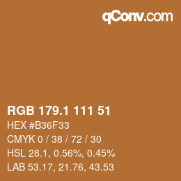 カラーコード: RGB 179.1 111 51 | qconv.com