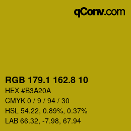カラーコード: RGB 179.1 162.8 10 | qconv.com
