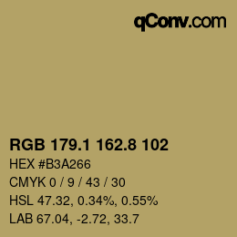 Color code: RGB 179.1 162.8 102 | qconv.com