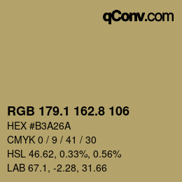 Color code: RGB 179.1 162.8 106 | qconv.com