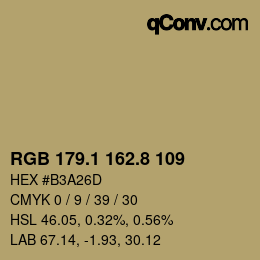カラーコード: RGB 179.1 162.8 109 | qconv.com