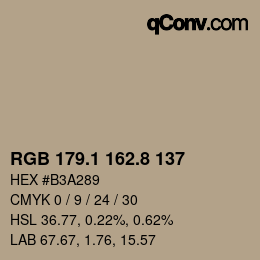 Color code: RGB 179.1 162.8 137 | qconv.com