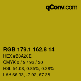 カラーコード: RGB 179.1 162.8 14 | qconv.com