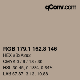 Farbcode: RGB 179.1 162.8 146 | qconv.com