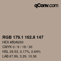 カラーコード: RGB 179.1 162.8 147 | qconv.com
