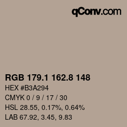 Color code: RGB 179.1 162.8 148 | qconv.com