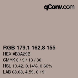 カラーコード: RGB 179.1 162.8 155 | qconv.com
