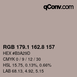 Color code: RGB 179.1 162.8 157 | qconv.com