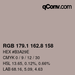 Color code: RGB 179.1 162.8 158 | qconv.com