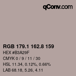 Color code: RGB 179.1 162.8 159 | qconv.com