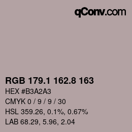 Color code: RGB 179.1 162.8 163 | qconv.com