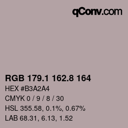Color code: RGB 179.1 162.8 164 | qconv.com