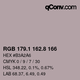 Color code: RGB 179.1 162.8 166 | qconv.com