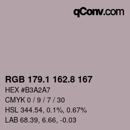 Color code: RGB 179.1 162.8 167 | qconv.com
