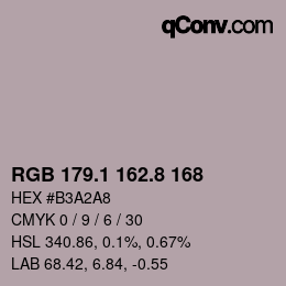 Color code: RGB 179.1 162.8 168 | qconv.com