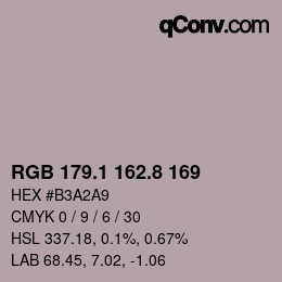 Color code: RGB 179.1 162.8 169 | qconv.com
