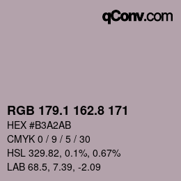 Color code: RGB 179.1 162.8 171 | qconv.com