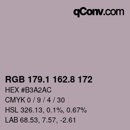 Color code: RGB 179.1 162.8 172 | qconv.com