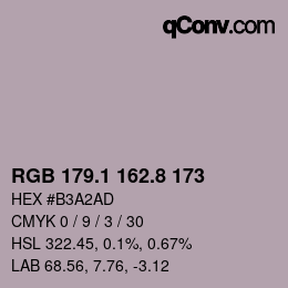 Color code: RGB 179.1 162.8 173 | qconv.com