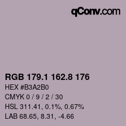 Color code: RGB 179.1 162.8 176 | qconv.com